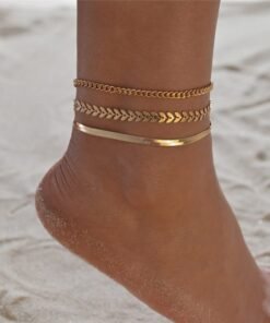 Simple Chain Anklet for Women 3 pcs Set