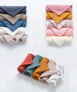 5 PcsWashcloth Facecloth Handkerchief Muslin Cloth Feeding Bib Infant Wash Hand Face Wipes Baby Cotton Square Towels G99C
