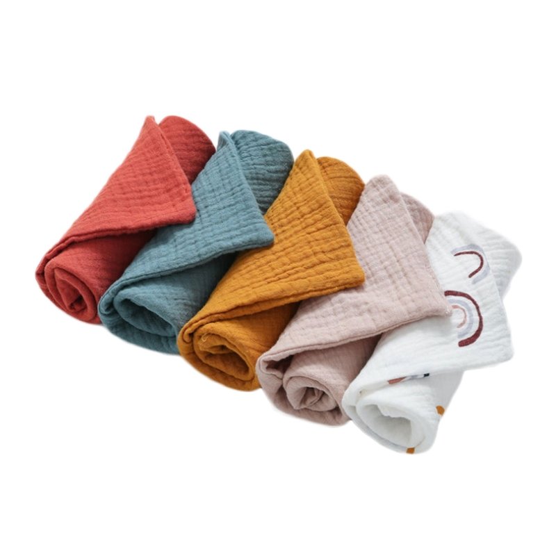5 PcsWashcloth Facecloth Handkerchief Muslin Cloth Feeding Bib Infant Wash Hand Face Wipes Baby Cotton Square Towels G99C