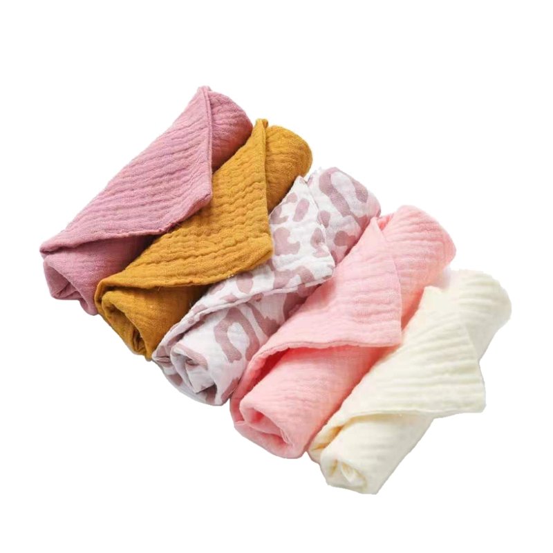 5 PcsWashcloth Facecloth Handkerchief Muslin Cloth Feeding Bib Infant Wash Hand Face Wipes Baby Cotton Square Towels G99C