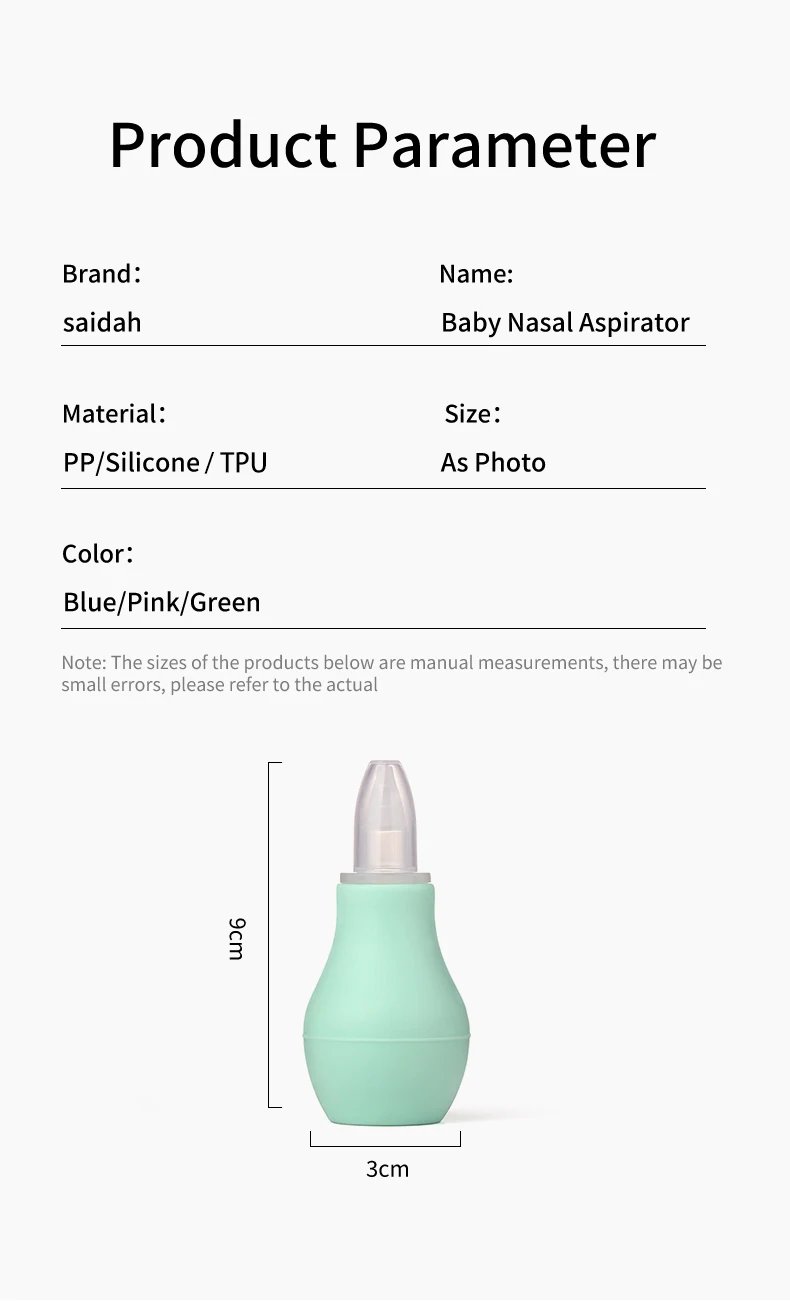 Simple Silicone Baby Nasal Aspirator Sucker Cleaner Nose Wash Anit Backflow Snot Cleaner