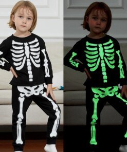 Kids Skeleton Pajamas Halloween Pjs Toddler Boys Girls Unicorn Glow in The Dark Sleepwear Infant Carnival Clothes Set 2 PCS
