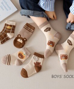 5 Pairs Of Cartoon Children's Socks Casual Boys And Girls Cotton Spring And Autumn Children's Knitted Socks 1-12 Years Old