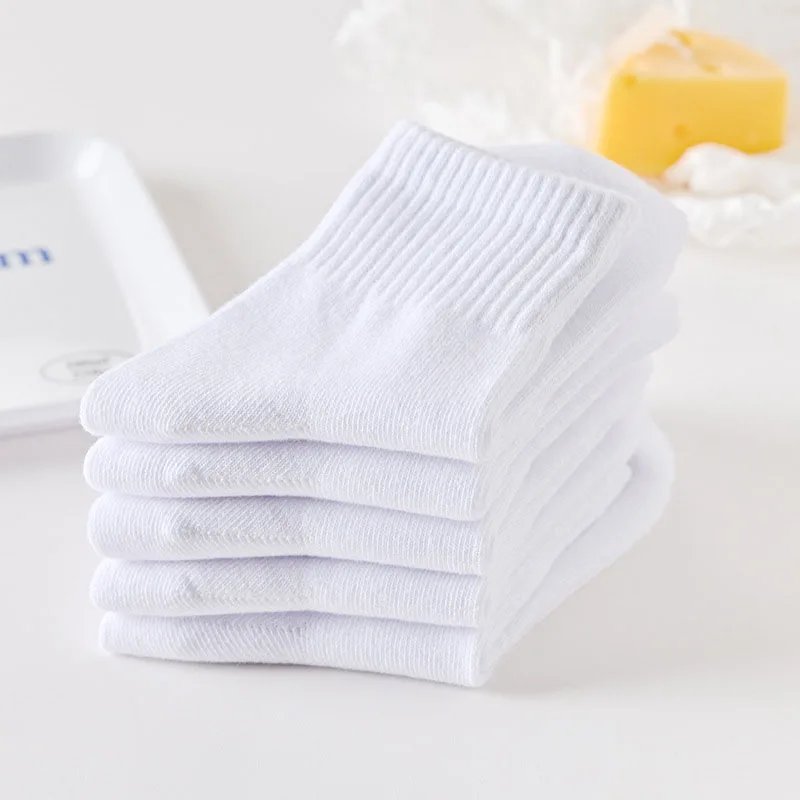 5 Pairs Kids Socks Cotton Breathable Comfy For Boys Girls White Black Socks 5 Pairs Kids Socks Cotton Breathable Comfy For Boys Girls White Black Socks