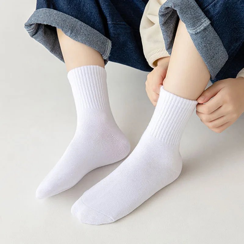 5 Pairs Kids Socks Cotton Breathable Comfy For Boys Girls White Black Socks 5 Pairs Kids Socks Cotton Breathable Comfy For Boys Girls White Black Socks