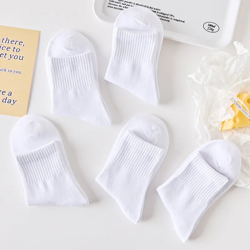 5 Pairs Kids Socks Cotton Breathable Comfy For Boys Girls White Black Socks 5 Pairs Kids Socks Cotton Breathable Comfy For Boys Girls White Black Socks