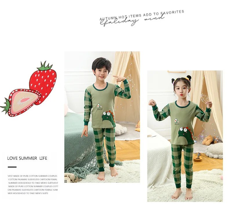 Baby Boys Pajamas Autumn Long Sleeved Children's Clothing Sleepwear Teen Pajama Cotton Pyjamas Sets For Kids 6 8 10 12 14 Years