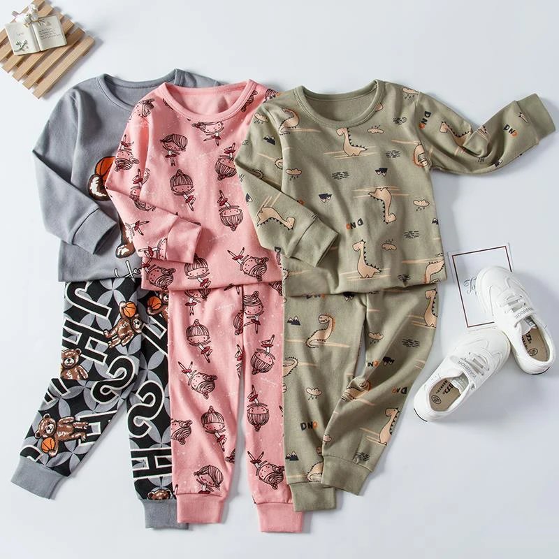 Baby Boys Pajamas Autumn Long Sleeved Children's Clothing Sleepwear Teen Pajama Cotton Pyjamas Sets For Kids 6 8 10 12 14 Years