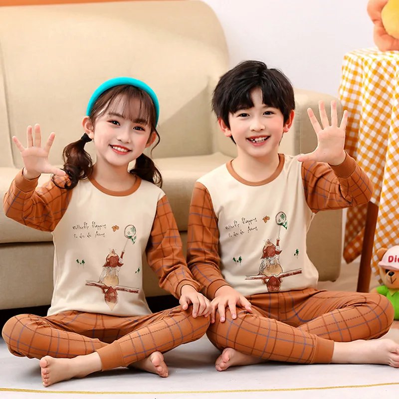 Baby Boys Pajamas Autumn Long Sleeved Children's Clothing Sleepwear Teen Pajama Cotton Pyjamas Sets For Kids 6 8 10 12 14 Years