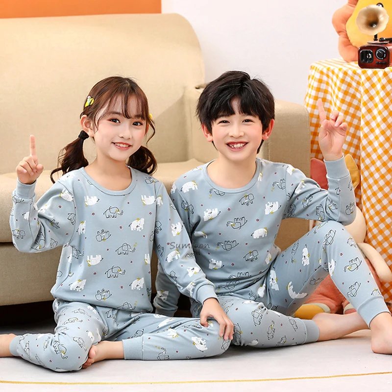 Baby Boys Pajamas Autumn Long Sleeved Children's Clothing Sleepwear Teen Pajama Cotton Pyjamas Sets For Kids 6 8 10 12 14 Years