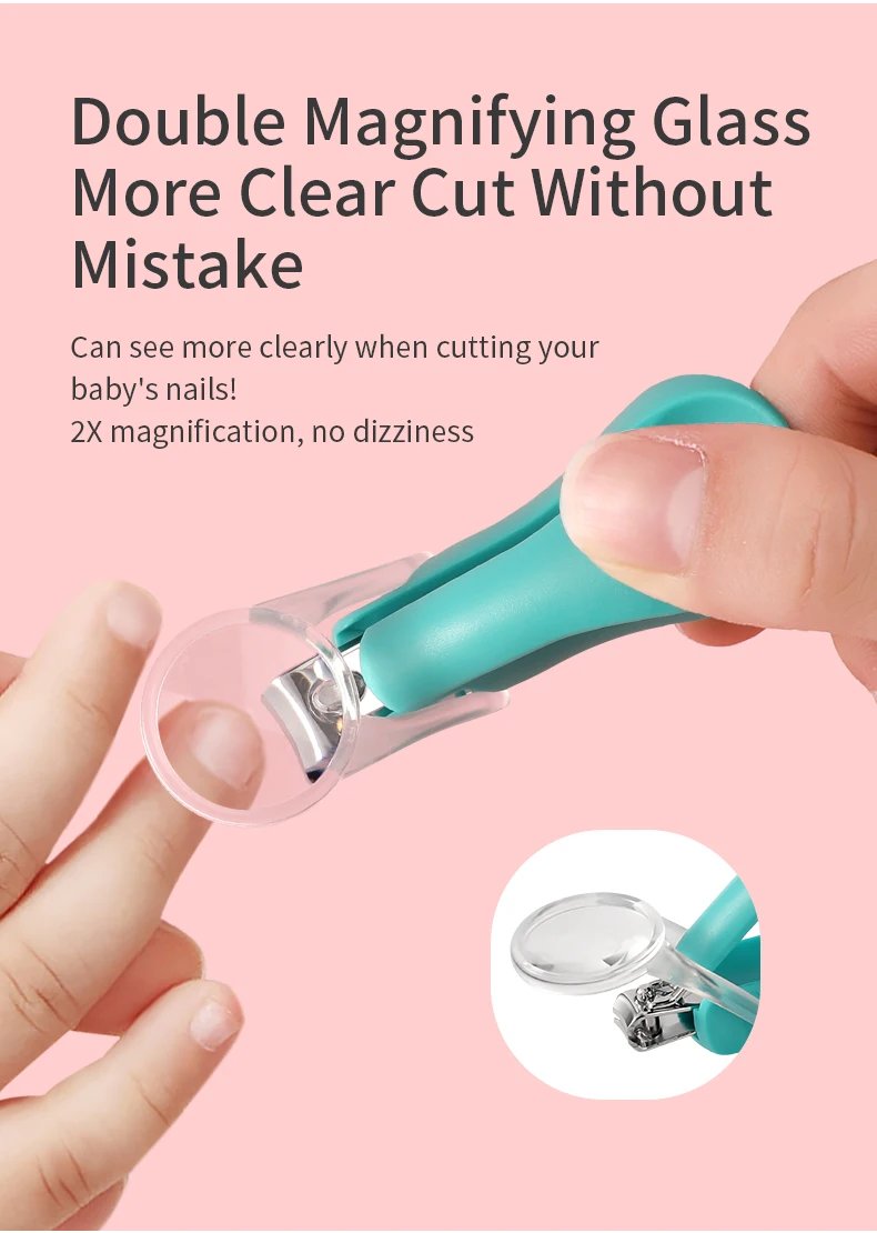 Infant Baby Nail Cutting Clippers Tools Children Kids Magnifier Glass Finger Nail Cutter