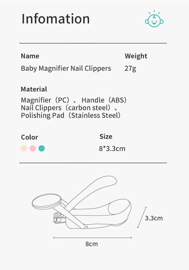 Infant Baby Nail Cutting Clippers Tools Children Kids Magnifier Glass Finger Nail Cutter