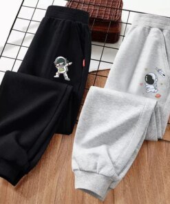2024 Autumn Children Sweatpants Astronaut Cartoon Trousers Boys Brand Long Pants 3-14T US Size Clothing