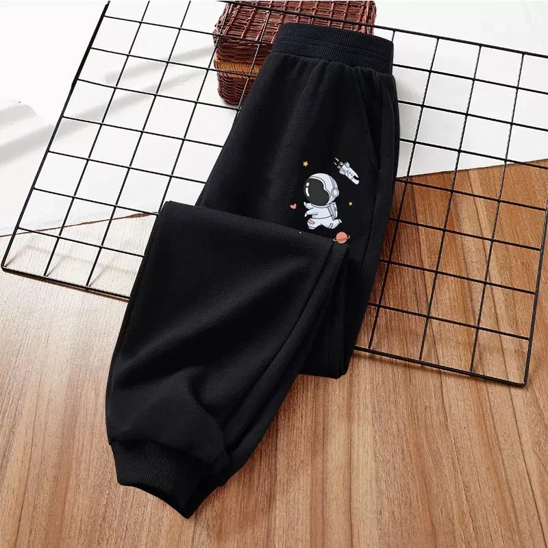 2024 Autumn Children Sweatpants Astronaut Cartoon Trousers Boys Brand Long Pants 3-14T US Size Clothing