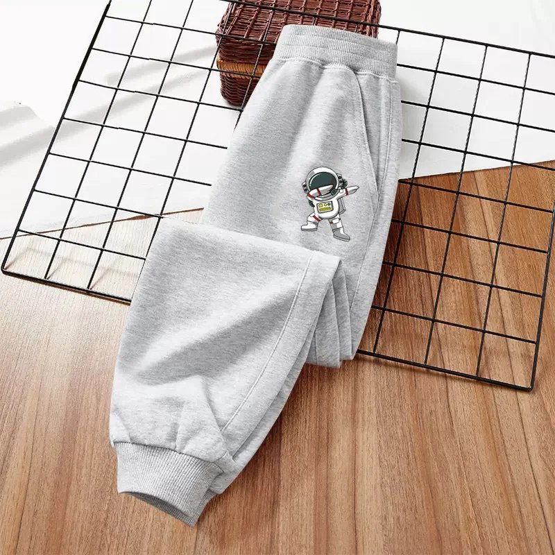 2024 Autumn Children Sweatpants Astronaut Cartoon Trousers Boys Brand Long Pants 3-14T US Size Clothing