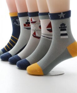 Kids Socks 2023 New Spring Summer Cotton Breathable Mesh Boys Girls Socks 3- 15 Year Children Socks 5 Pairs / Lot