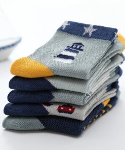 Alternative view of Kids Socks 2023 New Spring Summer Cotton Breathable Mesh Boys Girls Socks 3- 15 Year Children Socks 5 Pairs / Lot