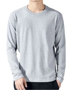 Alternative view of T Shirt For Men Cotton Long Sleeve T-shirts Solid Color Men's Clothing Full Length Sleeve For Spring And Autumn Undershirts