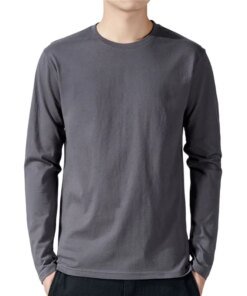 T Shirt For Men Cotton Long Sleeve T-shirts Solid Color Men's Clothing Full Length Sleeve For Spring And Autumn Undershirts