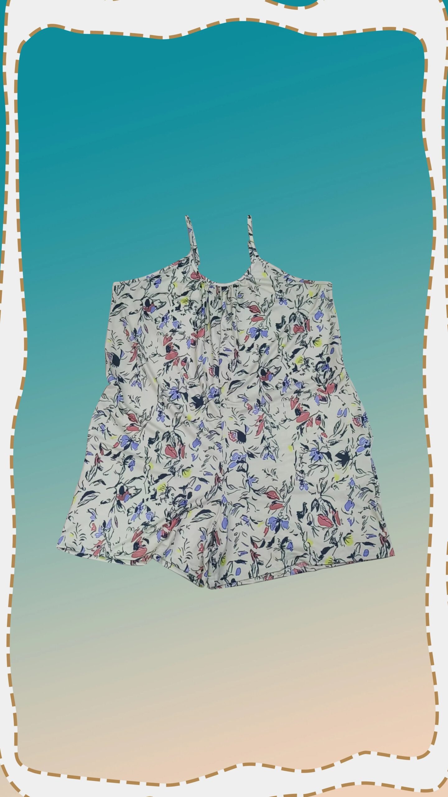 Plus Size Allover Print Cami Romper Jumpsuit, Casual Pocket Ruched Sleeveless Romper Jumpsuit, Women's Plus Size Clothing