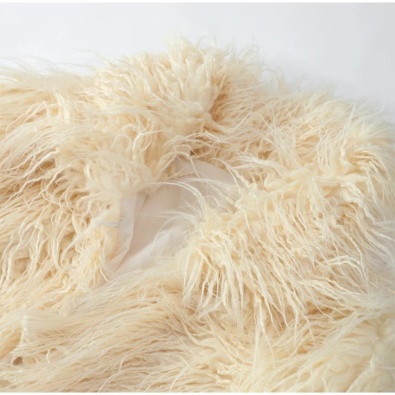 Women Fashion Solid Thicken Faux Fur Coat Elegant Lapel Long Sleeve Cropped Jackets Vintage Female Casual High Street Outerwear Women Fashion Solid Thicken Faux Fur Coat Elegant Lapel Long Sleeve Cropped Jackets Vintage Female Casual High Street Outerwear