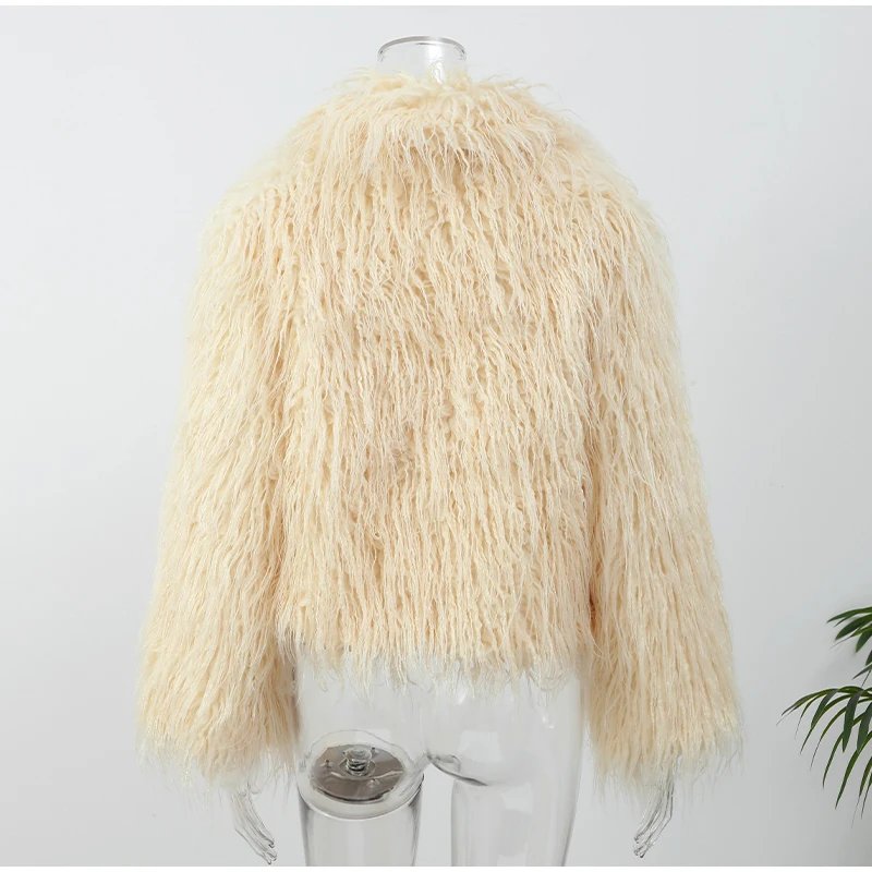 Women Fashion Solid Thicken Faux Fur Coat Elegant Lapel Long Sleeve Cropped Jackets Vintage Female Casual High Street Outerwear Women Fashion Solid Thicken Faux Fur Coat Elegant Lapel Long Sleeve Cropped Jackets Vintage Female Casual High Street Outerwear