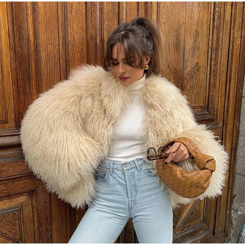 Women Fashion Solid Thicken Faux Fur Coat Elegant Lapel Long Sleeve Cropped Jackets Vintage Female Casual High Street Outerwear Women Fashion Solid Thicken Faux Fur Coat Elegant Lapel Long Sleeve Cropped Jackets Vintage Female Casual High Street Outerwear