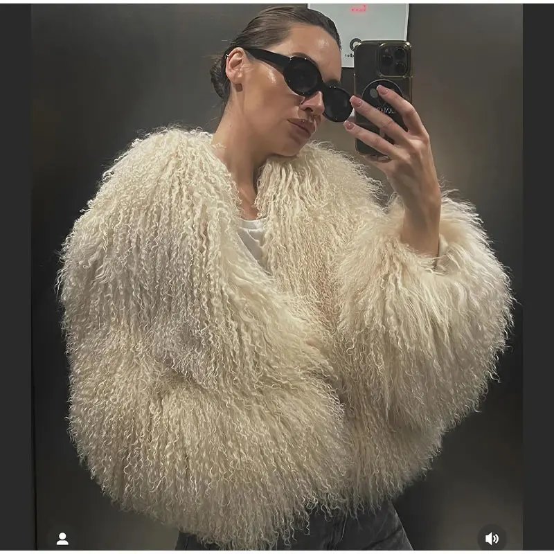 Women Fashion Solid Thicken Faux Fur Coat Elegant Lapel Long Sleeve Cropped Jackets Vintage Female Casual High Street Outerwear Women Fashion Solid Thicken Faux Fur Coat Elegant Lapel Long Sleeve Cropped Jackets Vintage Female Casual High Street Outerwear