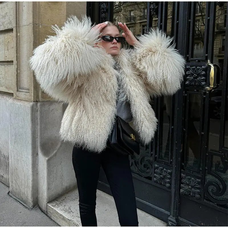 Women Fashion Solid Thicken Faux Fur Coat Elegant Lapel Long Sleeve Cropped Jackets Vintage Female Casual High Street Outerwear Women Fashion Solid Thicken Faux Fur Coat Elegant Lapel Long Sleeve Cropped Jackets Vintage Female Casual High Street Outerwear