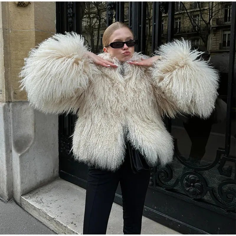 Women Fashion Solid Thicken Faux Fur Coat Elegant Lapel Long Sleeve Cropped Jackets Vintage Female Casual High Street Outerwear Women Fashion Solid Thicken Faux Fur Coat Elegant Lapel Long Sleeve Cropped Jackets Vintage Female Casual High Street Outerwear