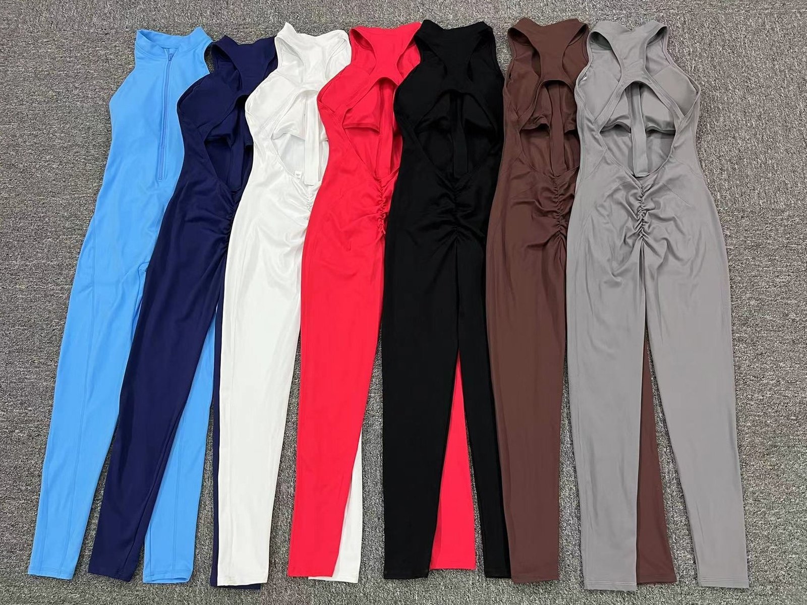 Sexy Hollow Backless Scrunch Sporty Jumpsuit Raises Butt Woman Gym Set One Piece Sport Suit Sleeveless Zip Yoga Fitness Overalls