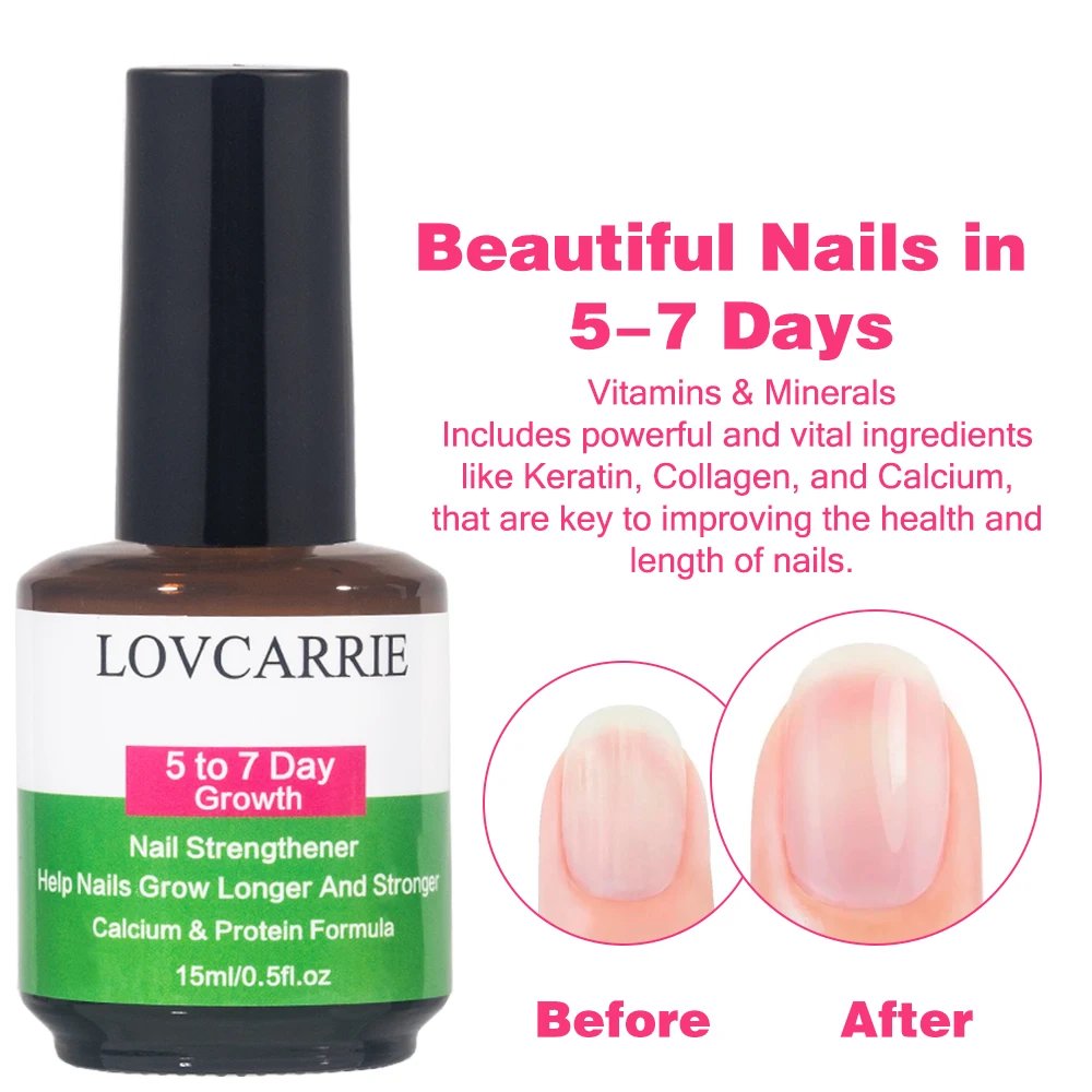 LOVCARRIE Nail Growth 5 to 7 Day Strong Nail Strengthener Calcium Protein Formula Strong Nails Hardener Protect Soft Thin Nails LOVCARRIE Nail Growth 5 to 7 Day Strong Nail Strengthener Calcium Protein Formula Strong Nails Hardener Protect Soft Thin Nails
