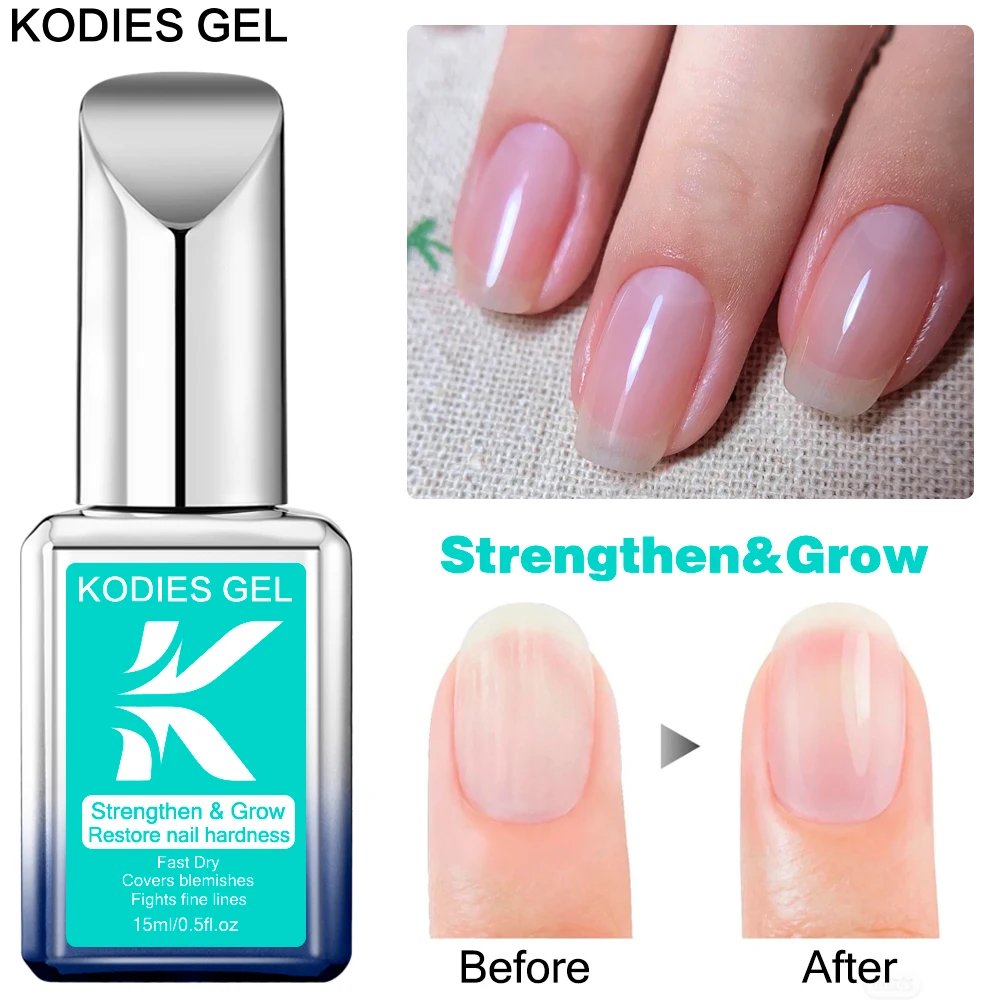KODIES GEL Nail Strengthener Growth Restore Hardener Clear Nail Polish Base Coat Fast Dry 15ML Strong Repair Nail Art Treatment KODIES GEL Nail Strengthener Growth Restore Hardener Clear Nail Polish Base Coat Fast Dry 15ML Strong Repair Nail Art Treatment