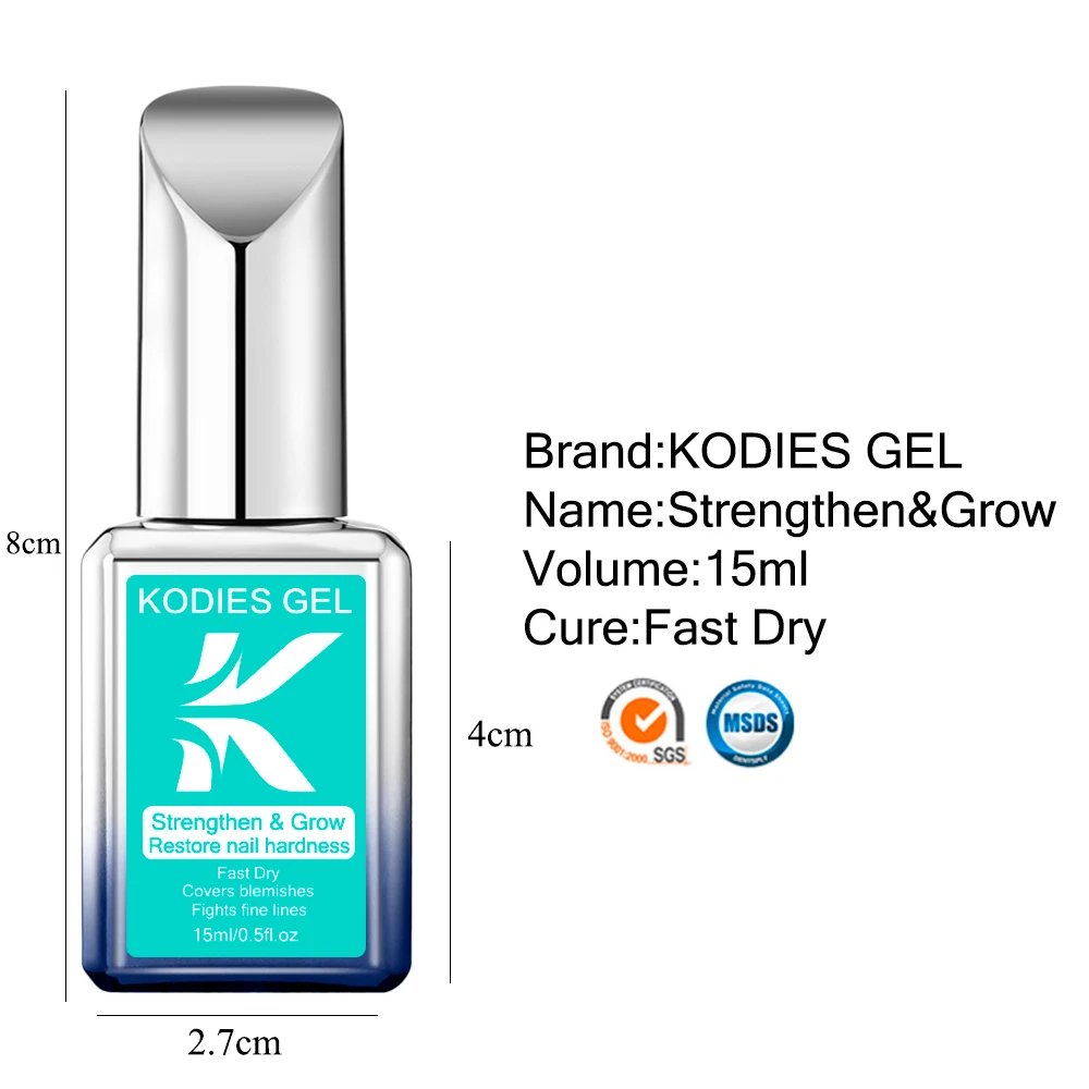 KODIES GEL Nail Strengthener Growth Restore Hardener Clear Nail Polish Base Coat Fast Dry 15ML Strong Repair Nail Art Treatment KODIES GEL Nail Strengthener Growth Restore Hardener Clear Nail Polish Base Coat Fast Dry 15ML Strong Repair Nail Art Treatment