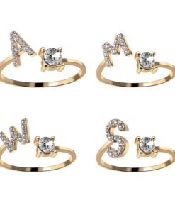 Adjustable Women's Letter Ring in Silver and Gold
