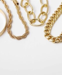 Curb Cuban Chain Bracelets Set for Women, 4 Pcs