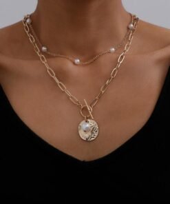 Women's Baroque Pearl Coin Pendant