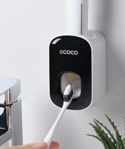 Alternative view of Automatic Toothpaste Dispenser Squeezers Toothpaste Tooth Dust-proof Toothbrush Holder Wall Mount Stand Bathroom Accessories Set