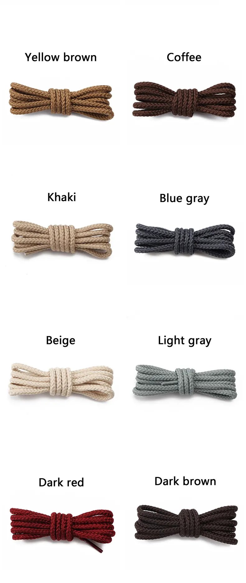 Bold Round Shoelaces Quality Durable Polyester Sneakers Shoe laces Boots Laces for Shoes 80/100/120/140/160cm 1Pair Shoestrings