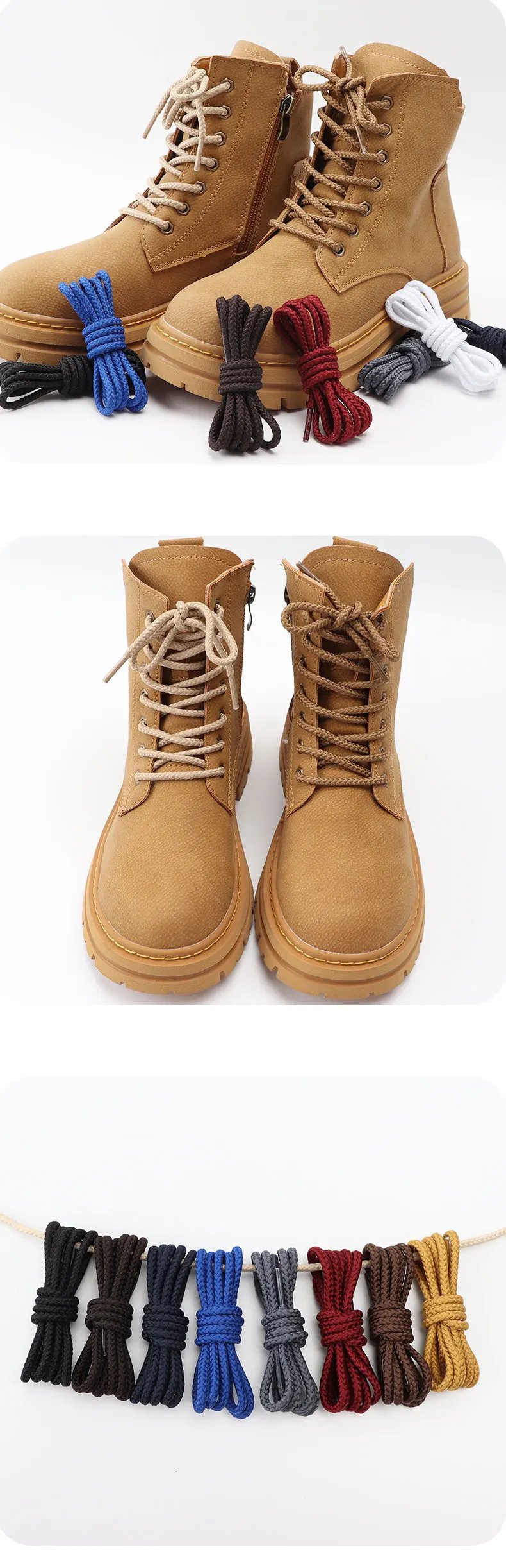 Bold Round Shoelaces Quality Durable Polyester Sneakers Shoe laces Boots Laces for Shoes 80/100/120/140/160cm 1Pair Shoestrings