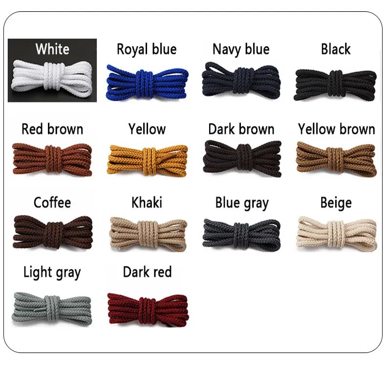 Bold Round Shoelaces Quality Durable Polyester Sneakers Shoe laces Boots Laces for Shoes 80/100/120/140/160cm 1Pair Shoestrings