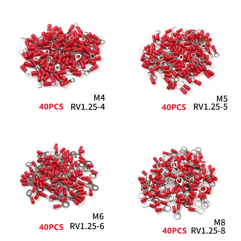 M4 M5 M6 M8 PVC Insulated Ring Lugs Crimping Terminals Electrical Wire Cable Connectors Butt Connector M4 M5 M6 M8 PVC Insulated Ring Lugs Crimping Terminals Electrical Wire Cable Connectors Butt Connector