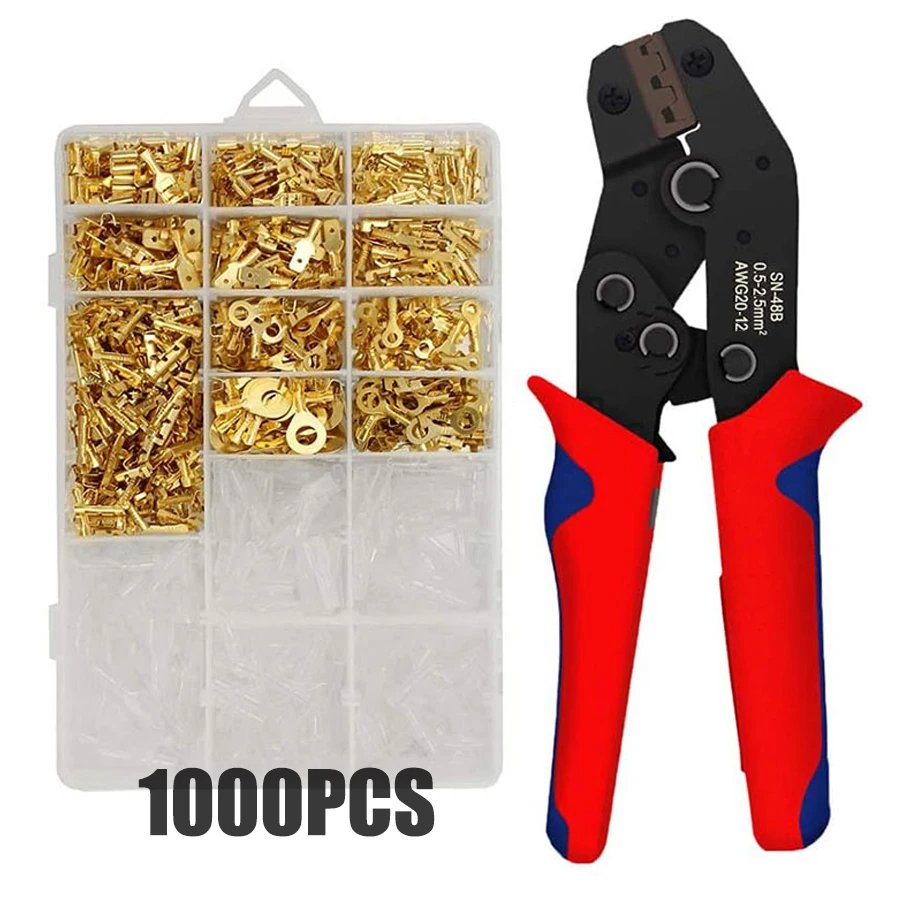 2.8/4.8/6.3mm Insulated Female Male Spade Crimp Terminals Sleeve Wire Wrap Connector And Insulated Sleeves Kit 2.8/4.8/6.3mm Insulated Female Male Spade Crimp Terminals Sleeve Wire Wrap Connector And Insulated Sleeves Kit