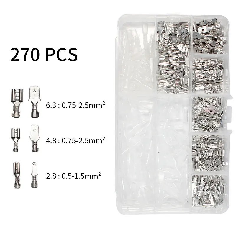 2.8/4.8/6.3mm Insulated Female Male Spade Crimp Terminals Sleeve Wire Wrap Connector And Insulated Sleeves Kit 2.8/4.8/6.3mm Insulated Female Male Spade Crimp Terminals Sleeve Wire Wrap Connector And Insulated Sleeves Kit