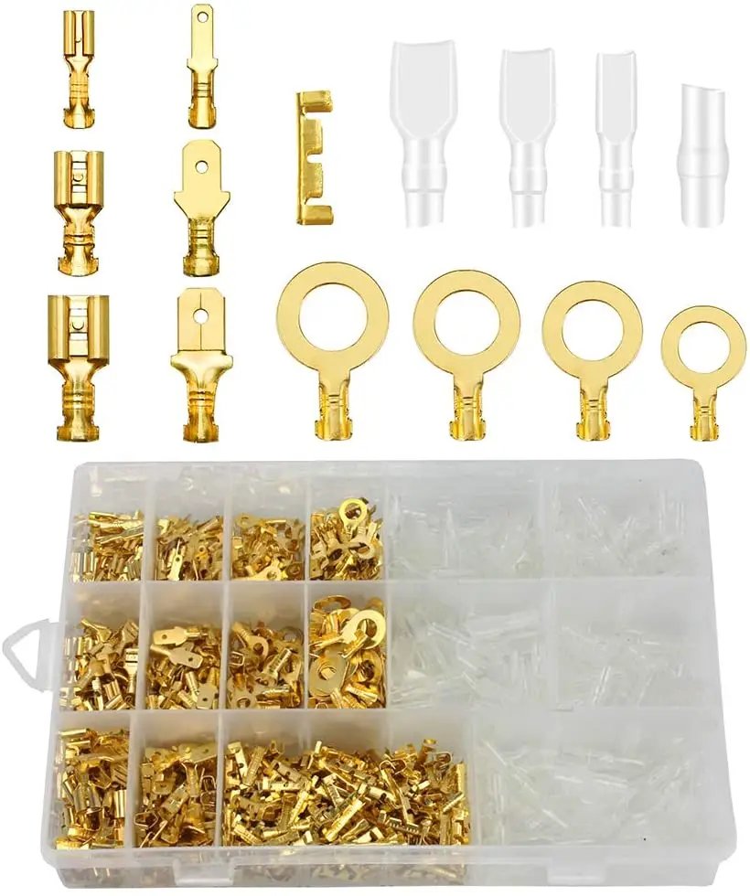 2.8/4.8/6.3mm Insulated Female Male Spade Crimp Terminals Sleeve Wire Wrap Connector And Insulated Sleeves Kit 2.8/4.8/6.3mm Insulated Female Male Spade Crimp Terminals Sleeve Wire Wrap Connector And Insulated Sleeves Kit