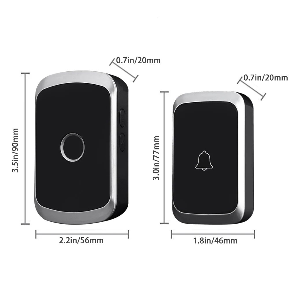 Waterproof Wireless Doorbell AC 100V-240V EU Plug Smart Remote control Door Bell Rings with battery included , plug and play.