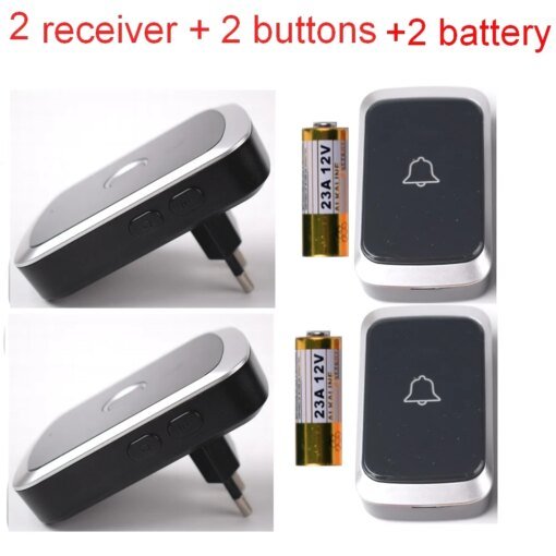Waterproof Wireless Doorbell AC 100V-240V EU Plug Smart Remote control  Door Bell Rings with battery  included , plug and play.