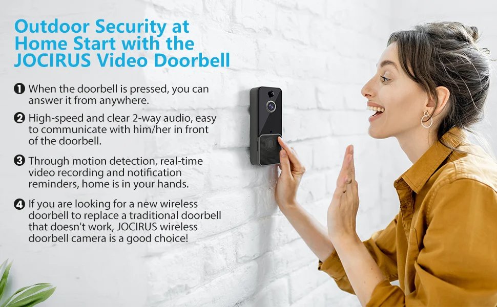 Aiwit T6 Wireless WiFi Video Doorbell Camera Smart Home Outdoor Door Bell Intercom HD Infrad Night Vision Security Protection