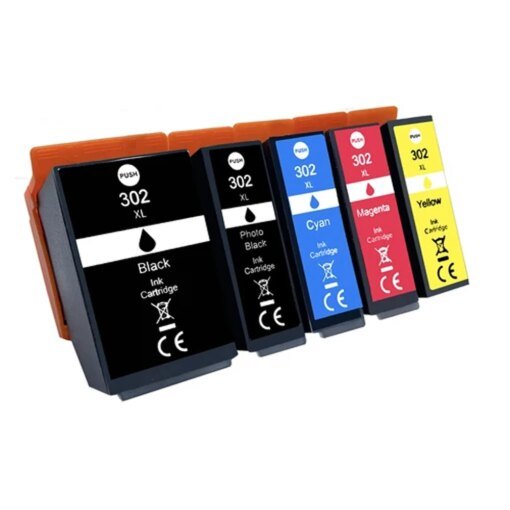 302XL 302 Ink Cartridges Replacement for Epson 302 302XL T302XL for Expression Premium XP-6100 XP-6000 Printer 5-Pack