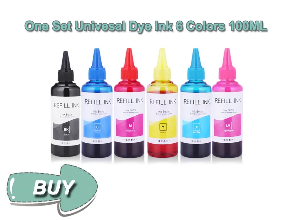 OCINKJET 100ML Dye Ink Universal Refill Dye Ink Suitable For Epson HP Canon Brother Deskjet Desktop Printer 4 Colors Single